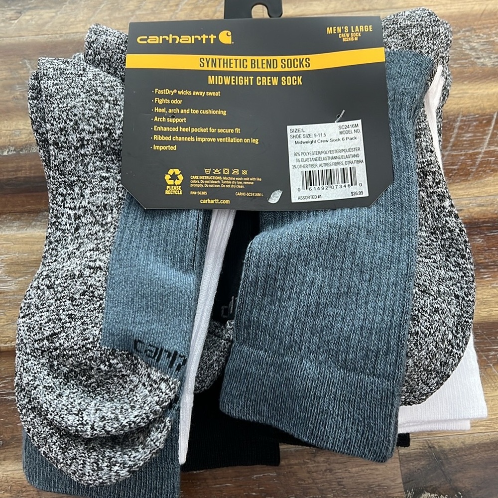 Carhartt Synthetic Blend Socks 6 pairs